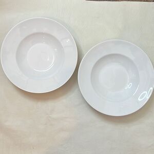 Alfredissimo Serving Bowls Large 12 Inch Round White Rimmed Set Of 2 Portugal